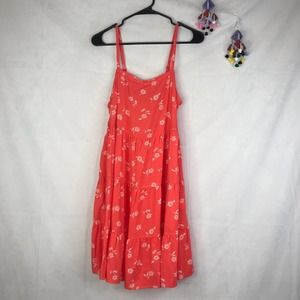 Old Navy floral printed coral colored tiered baby does mini dress
